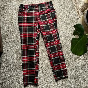 ❤️ Red Plaid Tartan Skinny Pants Punk Holiday Academia